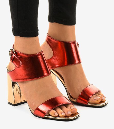 Červené stylové sandály na jehlovém podpatku 0354-20
